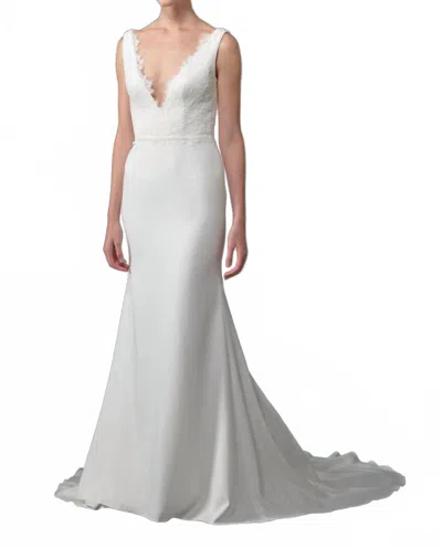 Casablanca V-neck Wedding Dress In Ivory In White