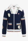 Casablanca Zip-up Sweatshirt In Navy