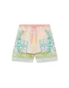 Casablanca Linen Shorts With Printed Graphic Design In Multicolour