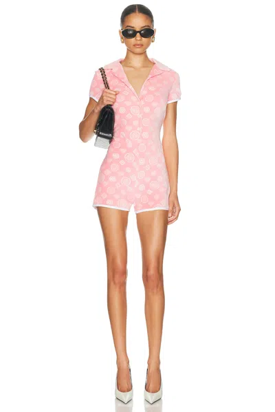 Casablanca Velour Monogram Romper In Pink