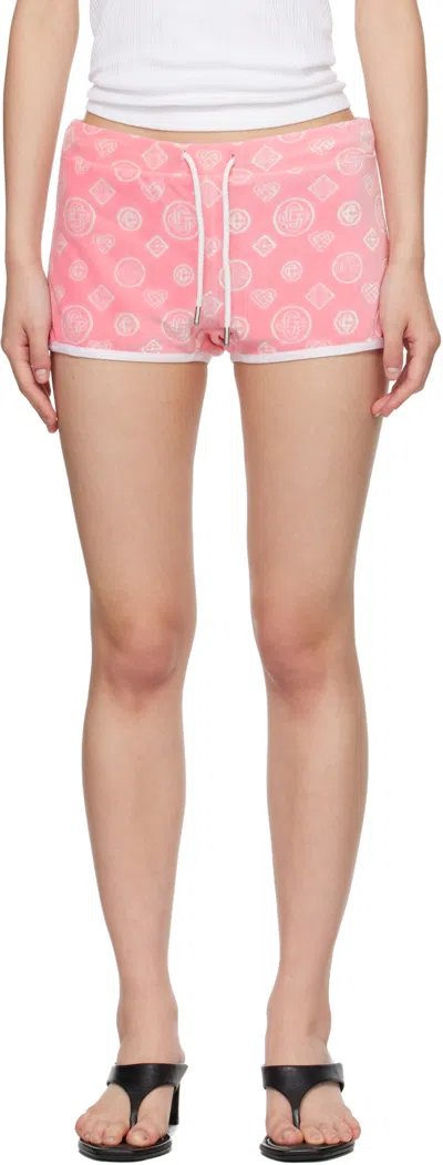 Casablanca Velour Monogram Shorts In Blue
