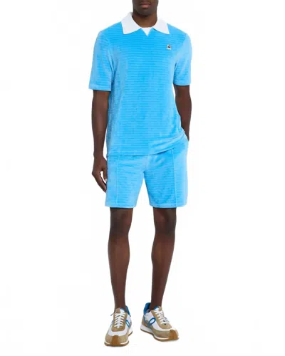 Casablanca Velour Pintuck-pleated Drawstring Shorts In Blue