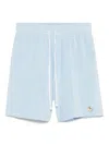 Casablanca Velour Stripe Shorts In Blue
