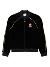 Casablanca Black Velvet Bomber Jacket With Yellow Profiles In Black