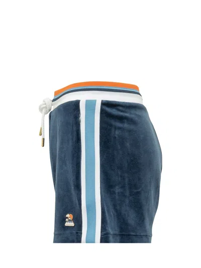 Casablanca Velvet Shorts With Drawstring In Navy