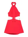 Casablanca Halter Neck Red Dress With Fitted Bodice In Red
