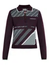 Casablanca Violet Geometric Pattern Sweater With Zip-up Collar In Burgundy