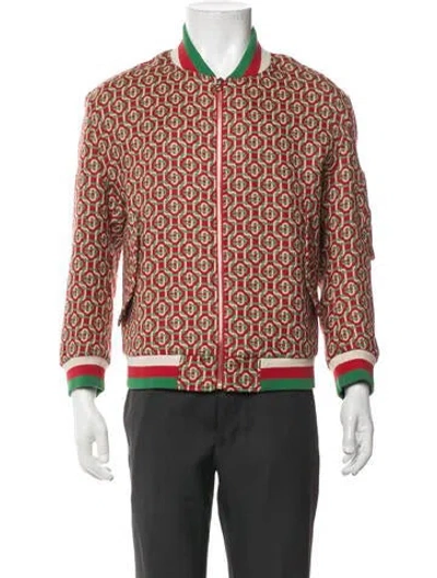 Pre-owned Casablanca Virgin Wool Patterned Bomber Jacket In Red