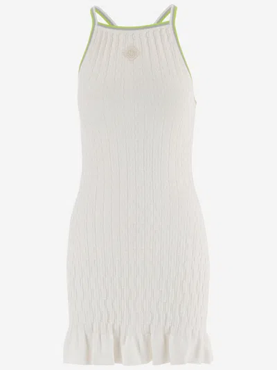 Casablanca Viscose Blend Dress With Logo In White