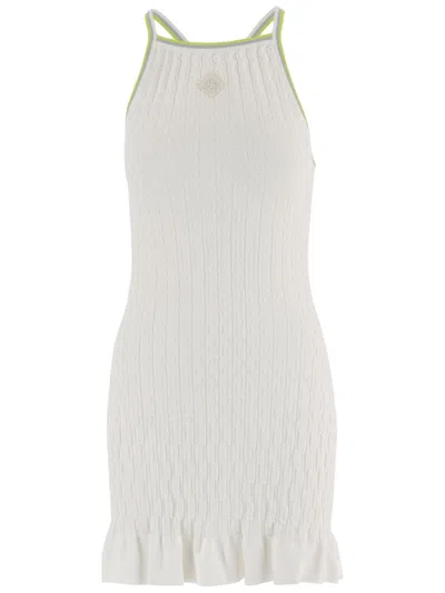 Casablanca Viscose Blend Mini Dress With Geometric Pattern In White