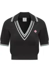 Casablanca Viscose V-neck Polo Shirt In Black