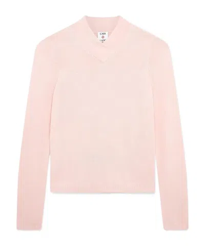 Casablanca V-neck Long-sleeve Sweater In Pink