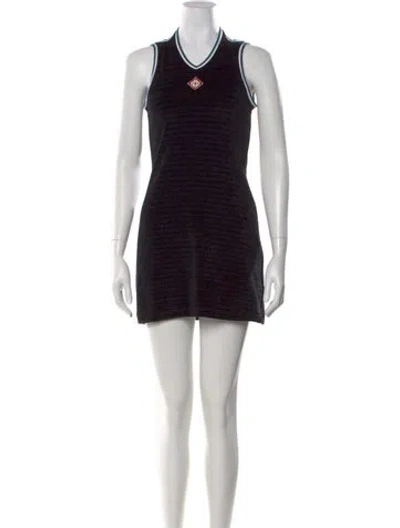 Pre-owned Casablanca V-neck Mini Dress In Black