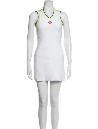 Pre-owned Casablanca V-neck Mini Dress In White