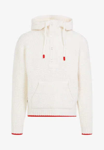 CASABLANCA WAFFLE KNITTED HOODED SWEATSHIRT