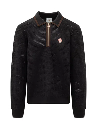 Casablanca Waffle Stitch Polo In 01