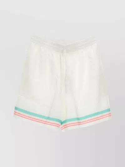 Casablanca Waistband Shorts With Back Pocket And Striped Trim In Gold