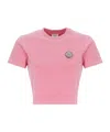 Casablanca Cropped Cotton T-shirt Embroidered Logo In Pink