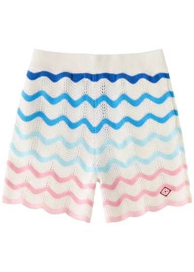 CASABLANCA CASABLANCA WAVE-INTARSIA COTTON SHORTS