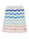 Casablanca 'wave' Multicolor Shorts With Logo Patch On The Front And All-over Striped Motif