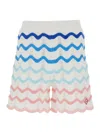 Casablanca Wave Multicolor Shorts With Logo Patch On The Front And All-over Striped Motif In Cotton Man In Multicolor