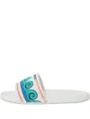 Casablanca Wave-pattern Terry-cloth Slides In White