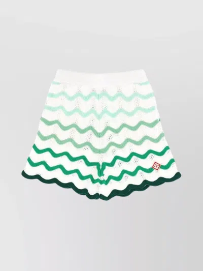 Casablanca Wave Patterned Knit Shorts In White