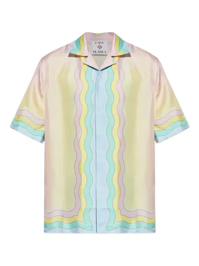 Casablanca For The Love Of Dance Camp-collar Printed Silk-twill Shirt In Pink