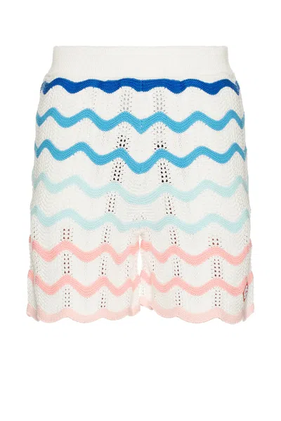 Casablanca Wave Multicolor Shorts With Logo Patch On The Front And All-over Striped Motif In Cotton Man