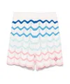Casablanca Wave Multicolor Shorts With Logo Patch On The Front And All-over Striped Motif In Cotton Man In White
