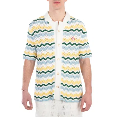 Casablanca Wavy Boucle Button Down Shirt In Yellow