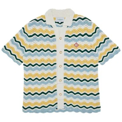 Casablanca Wavy Boucle Button Down Shirt In Yellow
