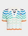 Casablanca Womens Gradient Wave Crochet Cotton-knit Top