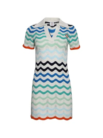 CASABLANCA CASABLANCA WAVY CROCHET DRESS MULTICOLOR