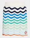 Casablanca Womens Wavy Crochet Cotton-knit Mini Skirt Wave