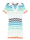 Casablanca Womens Wavy Crochet Striped Cotton-knit Mini Dress Wave In White