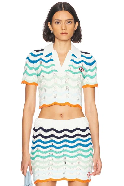 CASABLANCA WAVY CROCHET TOP