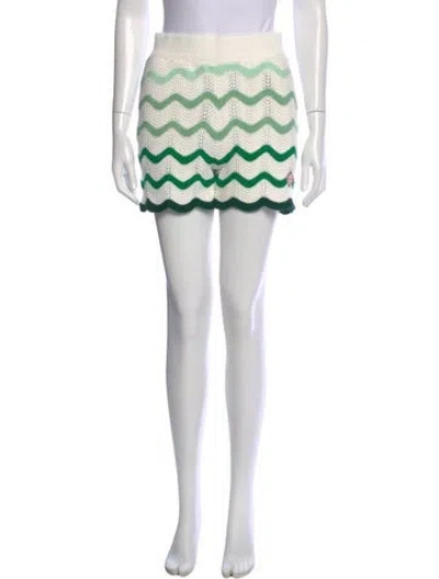 Pre-owned Casablanca Wavy Gradient Crochet Mini Shorts In White
