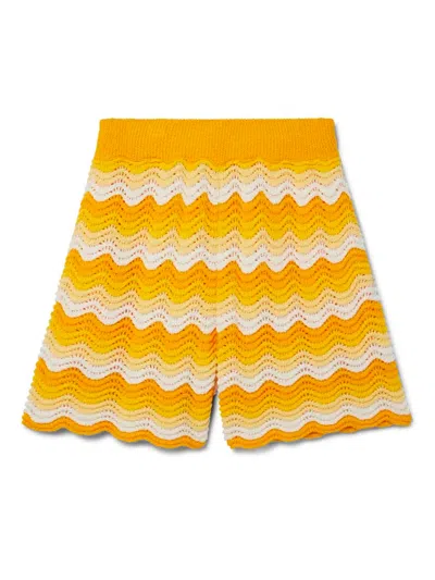 Casablanca Wavy Gradient Crochet Shorts In White