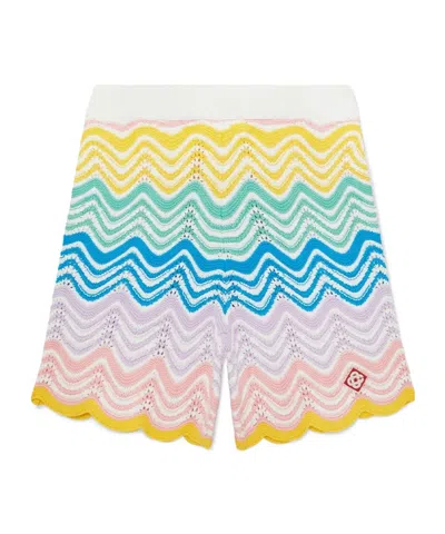 Casablanca Mens Multi Gradient-pattern High-rise Cotton-knit Shorts