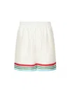 Casablanca Mens Casa Way World Series Relaxed-fit Striped Silk Shorts