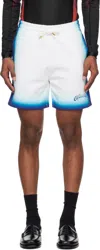 Casablanca White Swim Shorts With Elastic Waist And Logo Print On The Front In Tech Fabric Man In Blue Fade