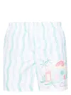 CASABLANCA WHITE AND BLUE STRIPED BERMUDA SHORTS