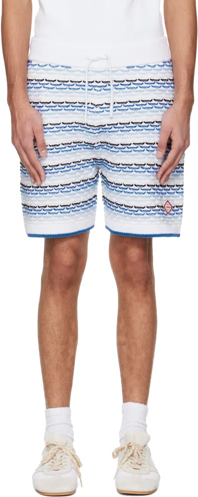 Casablanca Shorts Kitted Blue With Classic Design In Cotton For Men In Multi