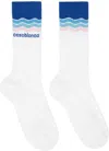Casablanca White & Blue Wave Socks In Blue Pink Wave