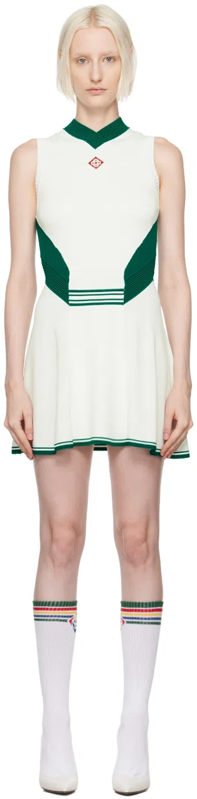 Casablanca White & Green Draped Tennis Minidress