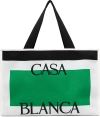 CASABLANCA WHITE & GREEN KNITTED SHOPPER TOTE
