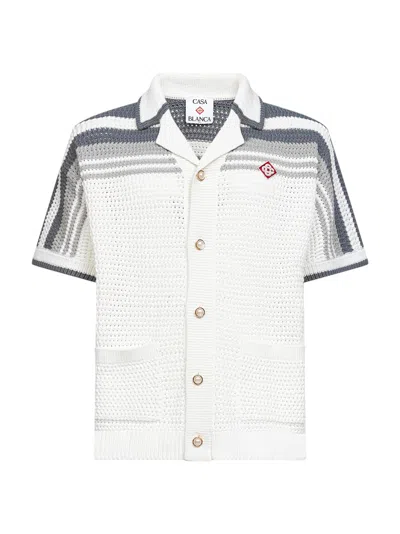 Casablanca White And Grey Crochet Cotton Shirt