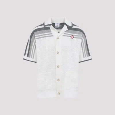 Casablanca White And Grey Crocheted Cotton Shirt
