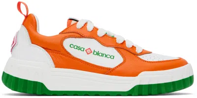Casablanca Orange Tennis Court Sneakers Orange/white In Orange/ White